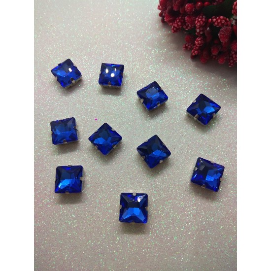 Стразы в цапах "Квадрат" цв. синий, цена за 1 шт